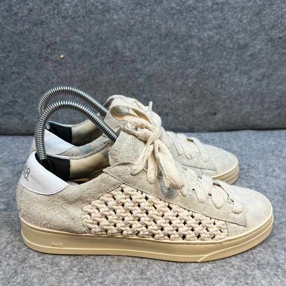 P448 Jack Macrame Women Gray & Nude Suede Woven Lace Up Sneakers Size EU 40 - Picture 3 of 9